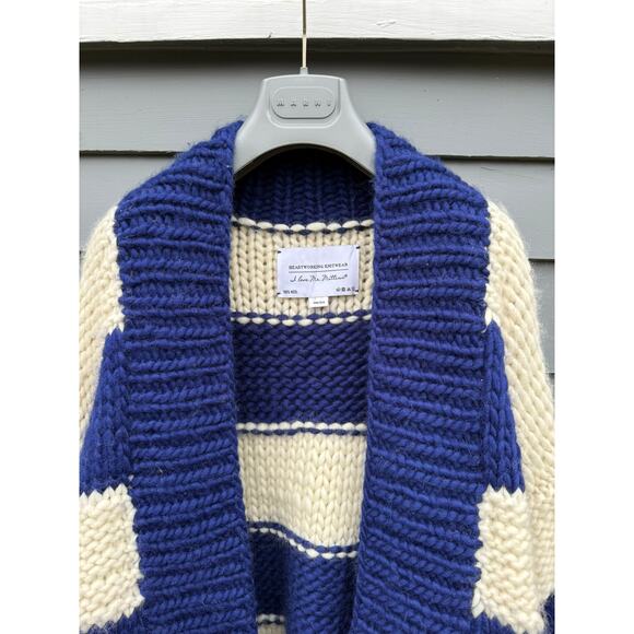 I LOVE MR. MITTENS Bell Sleeve Navy Cream Stripe Cardigan One Size - Picture 5 of 7